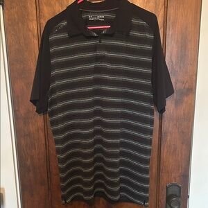 Under Armour Black and Gray Striped Polo